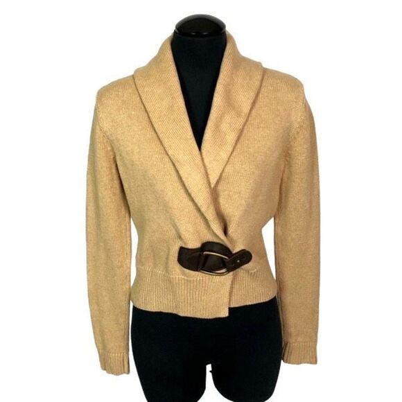 Lauren Ralph Lauren Y2K Buckle-Trim 100% Cotton Knit Cardigan - Women’s SP - Picture 1 of 6